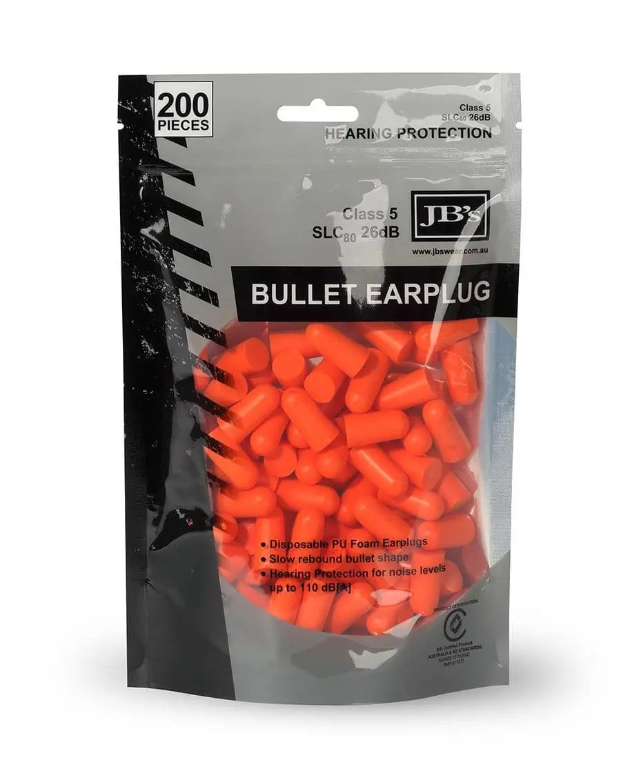JB's  BULLET SHAPED EARPLUG (200 PIECES) 8P045 Metro Workwear.